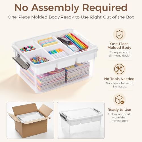 Image of Citylife 17QT Clear Craft Organizers and Storage Box with Removable Tray