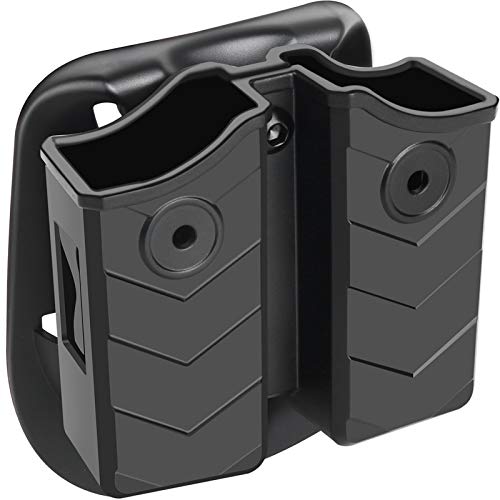 Universal Magazine Pouch, Double Mag Pouch OWB, Fit 9mm .40 Double Stack Mag Holder, Fit Glock Magazine H&K Smith & Wesson Ruger Sig Sauer Taurus Beretta CZ and More Pistol Mag Pouch, Paddle