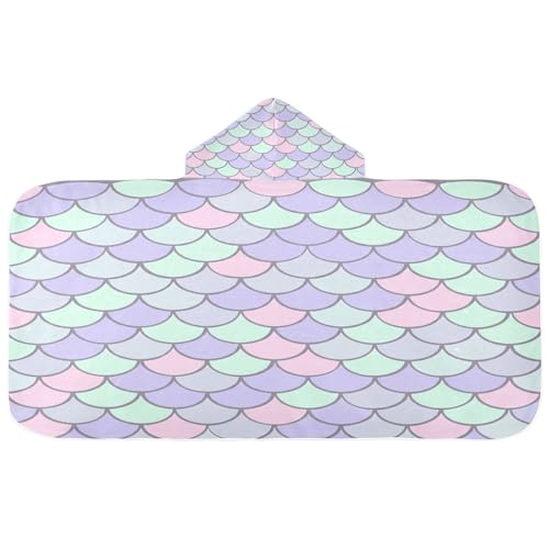 Nesatuwa Hooded Towel for Kids,Beautiful Mermaid Scales Kids Beach Bath Towels Soft Absorbent Quick Dry Poncho Towel for Girls Boys