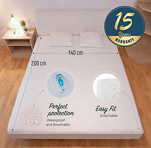 ⭐ Waterdichte matrasbeschermer 140 x 200 cm, molton 100% katoen, matrashoes met vochtbescherming, ademend, nieuwste… - Image 7