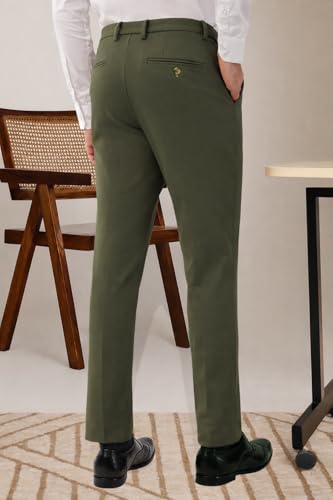 Image of SaintX Men's Premium 4-Way Comfort Stretch Formal Trousers | Smart Sweat Wicking Wrinkle Free Fabric | Smarter Techno Flex Expandable Waistband | Stylish Slim Fit | Daily Office Wear