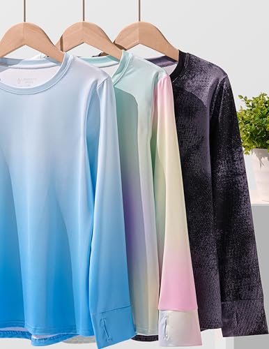 Image of Liberty Pro 3 Pack Youth Girls Active Long Sleeve Shirts | Dry Fit, Performance, Thumbholes, Athletic Tees for Kids and Teens