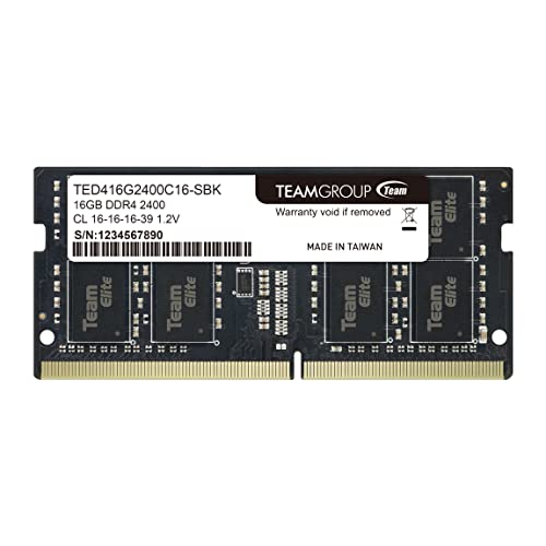 Big Sale TEAMGROUP Elite DDR4 16GB Single 2400MHz (PC4-19200) CL16 Unbuffered Non-ECC 1.2V SODIMM 260-Pin Laptop Notebook PC Computer Memory Module Ram Upgrade - TED416G2400C16-S01 – (1x16GB) Single