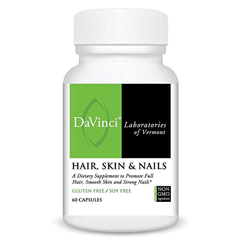DaVinci Laboratories Hair Skin and Nails Supplement with 5,000 mcg Biotin and 500mg Collagen, 60 Capsules - Anti Aging, Skin Hydration, Healthy Hair Skin and Nails Vitamins