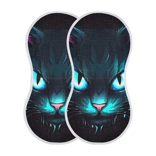Blue Neon Cat Eye Baby Burp Cloths, Cotton Soft Absorbent Burp Cloth, Baby Bib Cloths Spit Up Rags for Newborn Boys Girls, 1 Pack, 22”x11”2