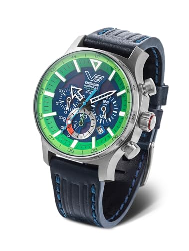 Vostok Europe Expedition North Pole Solar Chronograph Herrenuhr mit 2 Armbändern in verschiedenen Varianten, Grün/Grün, Sport