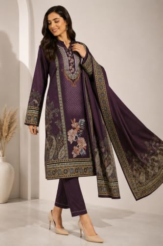 Image of WOOL'S KART|Women's Floral Printed Straight Kurta with Trousers & Dupatta Set | 3-Piece Ethnic Suit Set 103