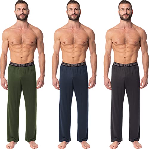 AMERICAN HEAVEN Mens 3 Pack Ultra Soft & Stretch Pajama Pants | Lightweight Lounge & Sleep Pj Yoga Bottoms2