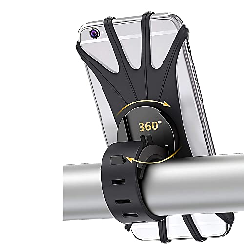 Image of Motorcycle Holder Stand Bicycle Holder 360 Degree Rotating Bike Stroller Silicone Snap Easy Installation Holder (Black)