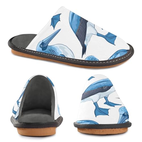 Slippers for Women Blue Footed Booby Bird Cute Soft Fuzzy Women's Slippers Indoor and Outdoor Shoes2