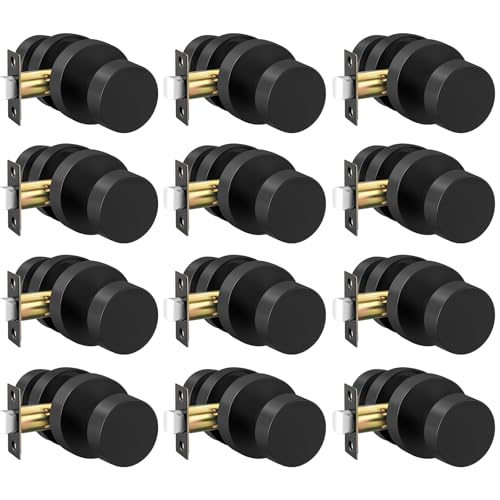 Image of Haidms Black Door Knobs Passage, Heavy Duty Zinc-Alloy Closet Door Knobs, Matte Black Interior Door Knob for Hallway & Closet, Round Ball Design(12 Pack)