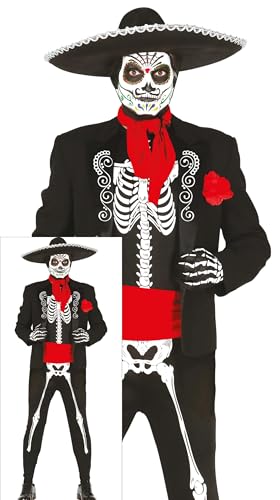 FIESTAS GUIRCA Disfraz de Esqueleto Mexicano para Hombre   Traje de Mariachi del Día de los Muertos   Disfraces de Halloween para Hombre Talla XL para Adultos
