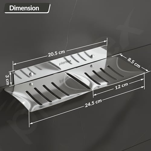 Image of Plantex Stainless Steel Double Soap Dish /Soap Holder for Bathroom /Wall Mounted Soap Holder /Bathroom Accessories - (Chrome)