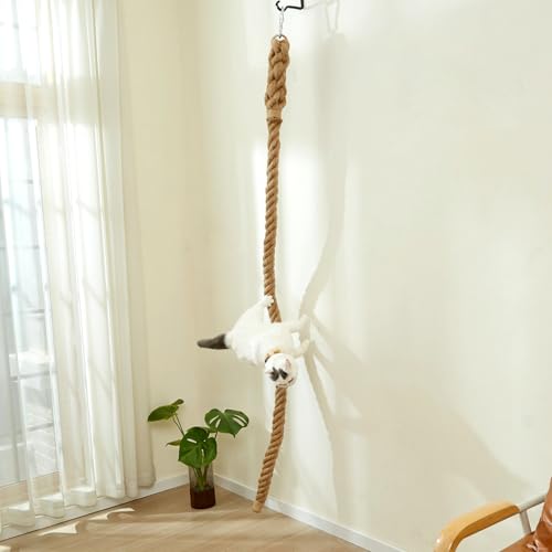 Cuerda de sisal para gato 1.9" x 6.56 pies con gancho para pared miniatura 7