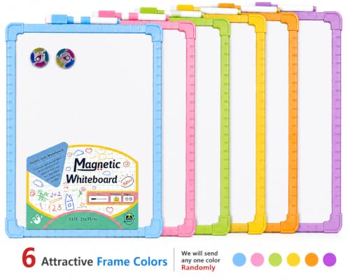 Image of YAJNAS Double-Sided Magnetic Whiteboard with Colorful Frame, 20x30 CM, Pack of 1, Includes 1 Marker Pen & 2 Magnets, Reusable Dry Erase Writing Board for Kids, Students, Teaching, & Office