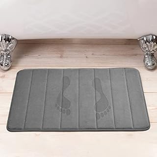 Rainberg Memory Foam Bathmat Non-slip Bath Rug, Soft Absorbent, Quick-drying, Machine Washable, Bathroom Floor Mat. (White, 40x60cm)