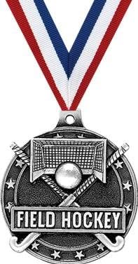 Crown Awards Field Hockey Medals - 2" Silver Field Hockey Award Medals