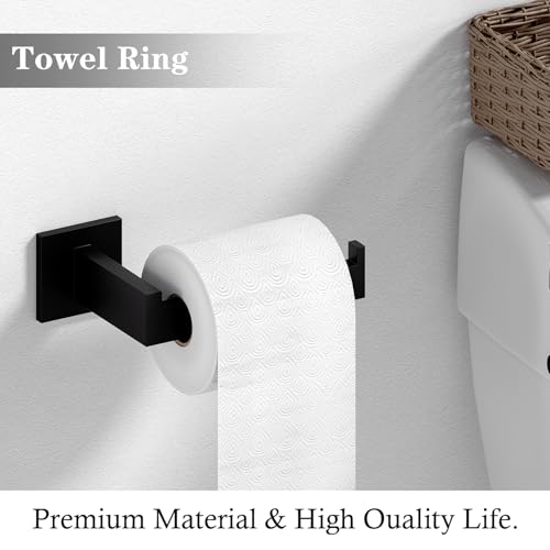 Foto de Juego de toallero de accesorios de baño: 10 piezas de accesorios de baño negro mate cuadrado de acero inoxidable SUS304 - Toallero montado en la pared y soporte para papel higiénico y soporte para (imagen 5)