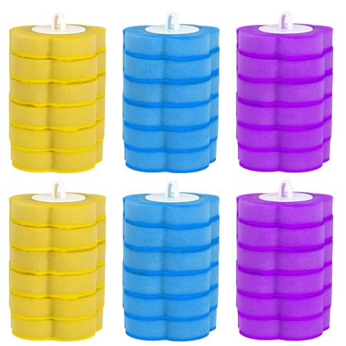Einweg Toilettenbürste 36 Stück Ersatzköpfe für Klobürste Toilettenbürste Inklusive 6 Blaue 6 Gelbe und 6 Violette Aufsätze Ideal für Hygiene und Sauberkeit Durchmesser 5 5 cm