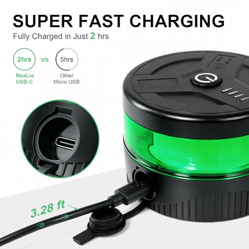 Image of NeaLia Magnetic Wireless Beacon Light, USB-C Strobe Light, Green