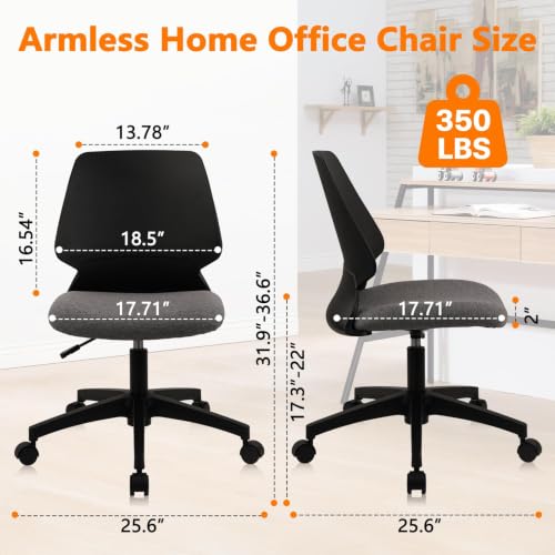 Image of CLATINA Armless Home Office Chair, Desk Chair with Wheels, Adjustable Height Reading Chairs, Small Swivel Computer Chair, Comfy Upholstered Task Chair for Office Meeting, Black(6 Pack)