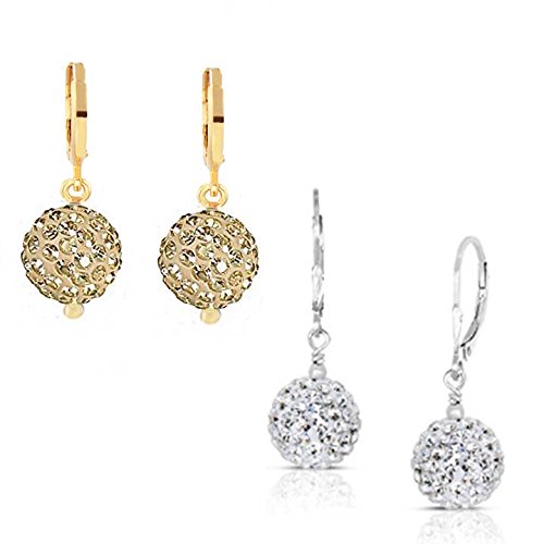 AnM - 2 Pairs of Small drops Disco ball earrings - Golden and Silver Colour (B07DM5HT5C) Amazon Price History, Amazon Price Tracker
