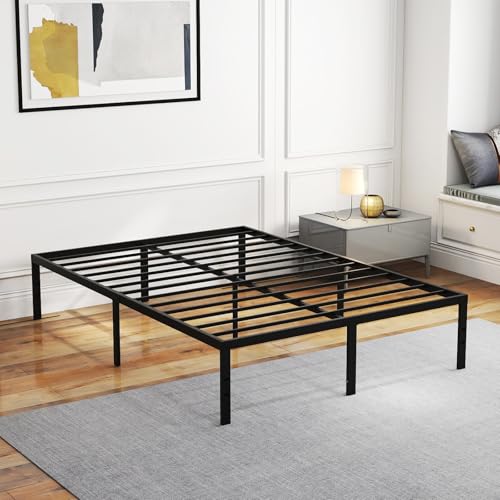 RELAX4LIFE Struttura Letto Matrimoniale, Telaio Letto in Metallo con Supporto a Doghe, 9 Piedini Antiscivolo, Spazio Sotto Letto, Capacità di 300 KG (140 x 200 cm)
