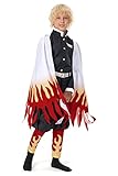 Newhui Kids Rengoku Kyoujurou Outfits Cloak Cape Kimono Coat Costume Halloween Cardigan Cosplay Suits