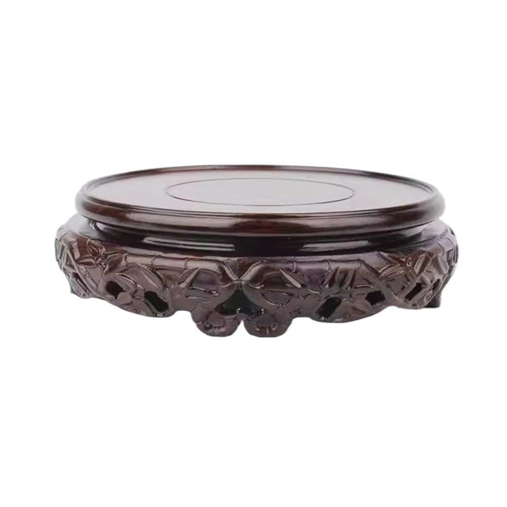 S5b8w3g7 One Color Pedestal Ebony Circular Bonsai Display Base Plant Stand Decor(Medium)