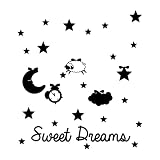 Wall Sticker-Sweet Dreams Bedroom Nursery-Wall Decal Stars Sheep-Nursery Child Room Wall Stickers De