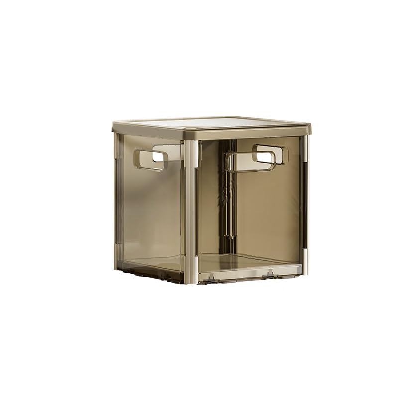 Gorocking 折りたたみ収納ボックス 収納ケース 透明 おしゃれ 16L (透明茶色, 1個)