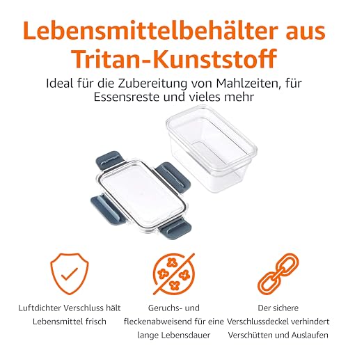 Amazon Basics Aufbewahrungsbehälter aus Tritan-Kunststoff für Lebensmittel – Tritan-Kunststoffverschluss, luftdicht, 22 Stück, transparent – Ansicht 2