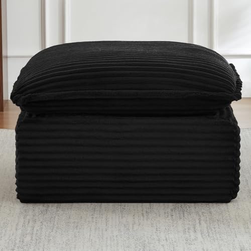 Image of Boneless Memory Foam Ottoman - Double-Layer Cloud Cushion Footstool, Luxury Corduroy Fabric