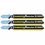 Bosch T118AHM3 3-Inch, 24TPI, TC Bosch Shank Jigsaw Blade, 3 Pack