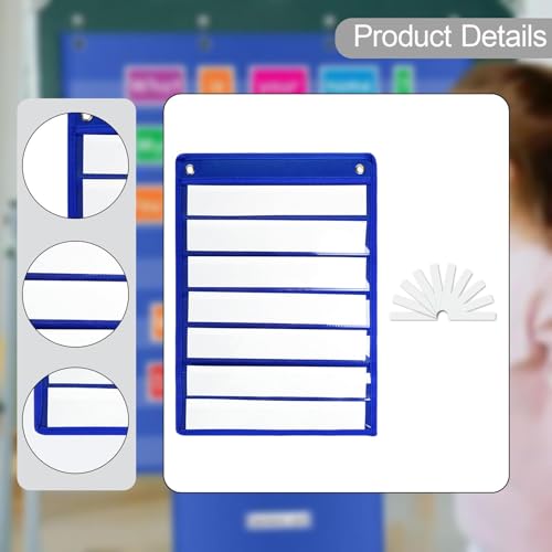 Póster de bolsillo azul con imanes y tarjetas reutilizables para niños 3