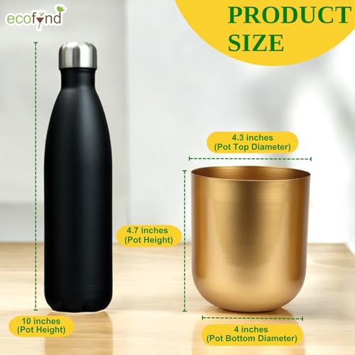 ecofynd 4.3 inches Round Metal Planter for Home Decor, Pack of 2 (Gold)