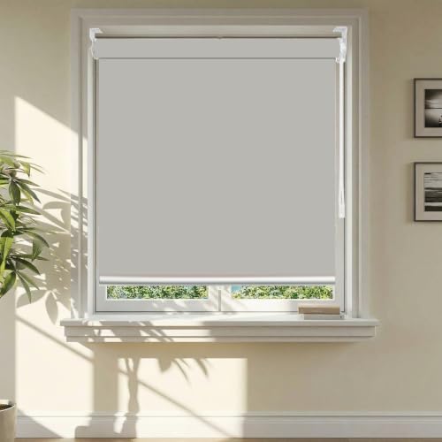 Estores Opacos para Ventana 55 x 200 cm Resistente a Rayos UV y Abrasión Estores para Ventanas Incluye Material de Montaje para Camper, Oficina, Dormitorio y Salón, Gris