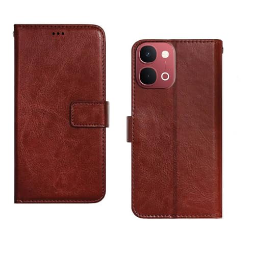 Image of amazon basics Vivo Y51 Pro 5G Flip Cover | Card Pockets Wallet & Stand | Flip Cover for Vivo Y51 Pro 5G (Brown)