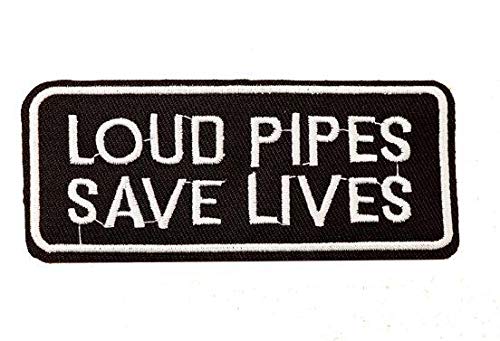 Loud pipes save lives biker Harley cruiser motorcycle exhaust jacket backpack iron or stitch on embroidered patch