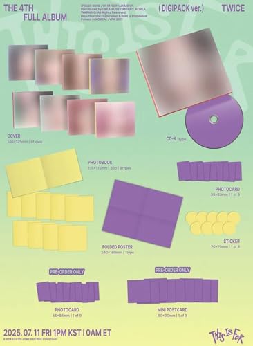 TWICE 4th Full Album THIS IS FOR, Digipack Version, 9 Cover Types with CD-R, Photobook, Photocard, Poster, Sticker