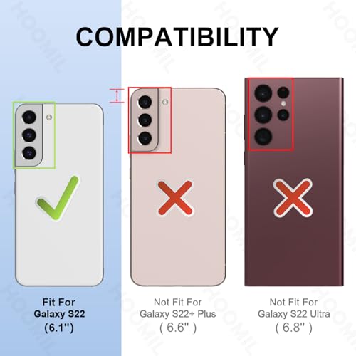 Image of HOOMIL Case for Samsung Galaxy S22 (ONLY, Not Fit Plus, Ultra), Non-Yellowing, Drop Protection, Anti-Scratch Transparent Hard Back Phone Cover - Black&Clear