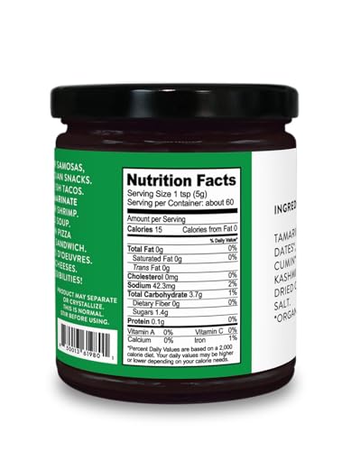 Organic Tamarind Date Chutney Condiment (Indian Preserve) - A Date with Tamarind, Non-GMO, No Sugar Added, Sweet and Sour/Tart Flavor, Glass Jar - Thumbnail 2