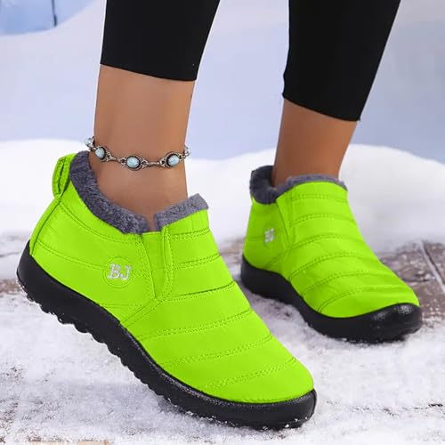 Winter Boots for Women Waterproof,Womens Ankle Furry Fluffy Plush Lined Snow Shoes Slip On Warm Winter Boot for Women Slip On Outdoor Booties with Non Slip Sole2