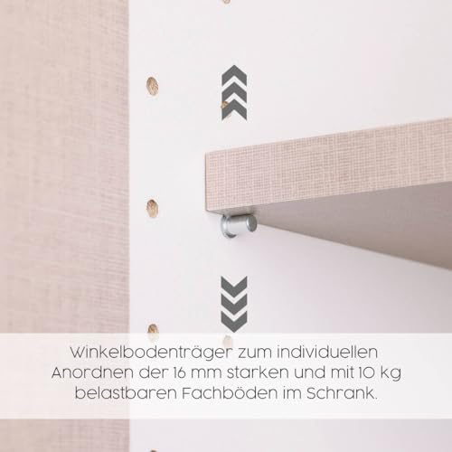 Rauch Möbel Voyager, Kleiderschrank für Schlafzimmer, Kinderzimmer, Babyzimmer, Jugendzimmer, Flur, 4-türig, 4 Schubladen, mit Zubehör Basic, Farbe Grau metallic, Schwarz, Breite 187cm