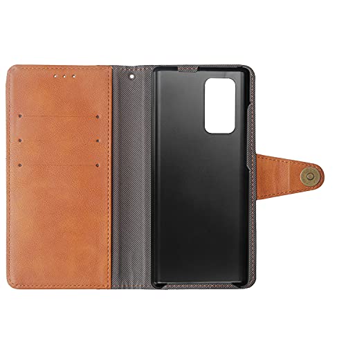 Lankashi Flip Genuine Premium Leather Phone Gel Case for LG Wing 5G 6.8" TPU Silicone Cover Etui Protective Protector Wallet Shell Bumper (Brown)