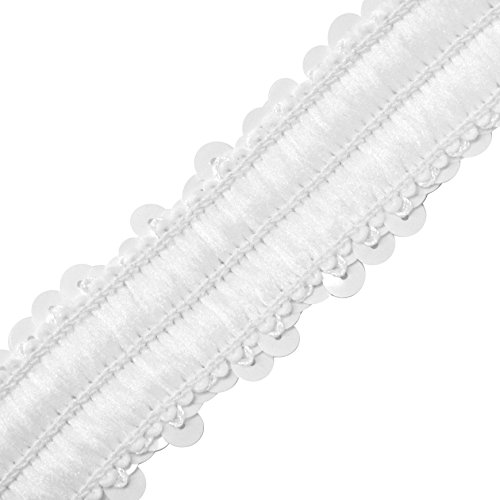 image for Mandala Crafts Elastic Sequin Ribbon Trim - 1 Inch White Sequin Elasti