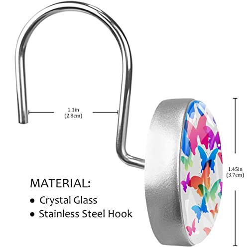 Crochets de rideau de douche papillon en acier inoxydable x12