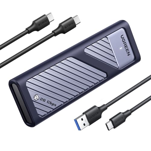 UGREEN Caja SSD M.2 NVMe SATA 20Gbps USB C 3.2 Gen 2x2, Carcasa M.2 Disco Duro M/M&B Key 2230/2242/2260/2280 con Cable Compatible con 970 EVO Plus 980 Pro WD SN770 Kingston