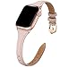 Produktbild WFEAGL Kompatibel mit IWatch Armband 38mm 40mm 42mm 44mm, Mehrfache Farben Slim Leather Ersatzband mit Edelstahl-Verschluss für IWatch Serie 5/4/3/2/1(38mm 40mm, Rosa Sand2+RoséGold Adapter2)