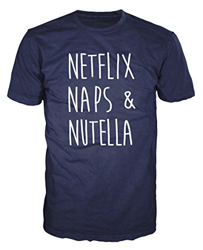 Dalesbury Netflix, Naps & Nutella Hipster Unisex T-Shirt (S, Navy Blue)